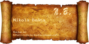 Nikola Beáta névjegykártya